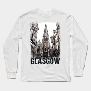 Glasgow City Streets Vintage Travel Poster Series grunge edition 07 Long Sleeve T-Shirt